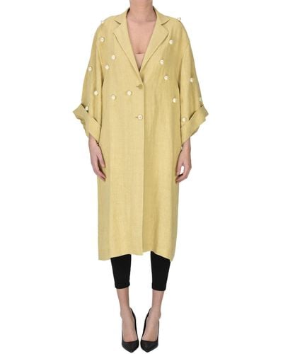 Forte Forte Maxi Pearls Coat - Yellow