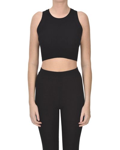 Vanessa Bruno Cropped Ribbed Knit Top - Black