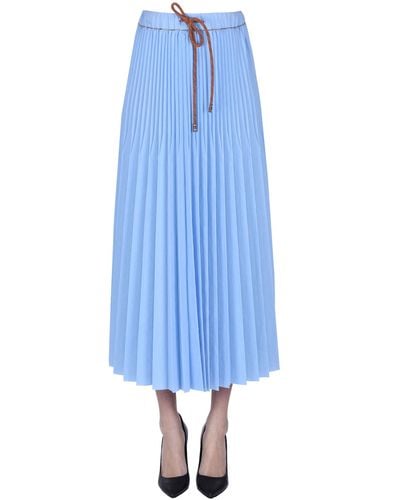 Alysi Pleated Long Skirt - Blue