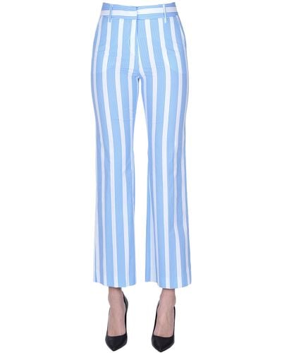 True Royal Striped Cotton Pants - Blue
