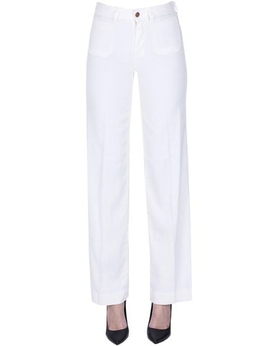 CIGALA'S Linen-blend Wide Leg Jeans - White