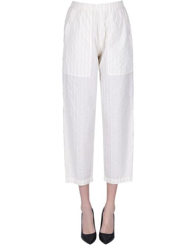 Barena Pinstriped Cotton Pants - White
