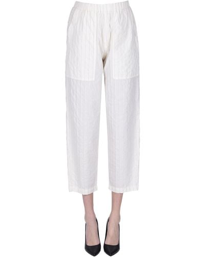Barena Pantaloni gessati in cotone - Bianco