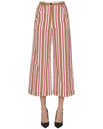 Myths Cropped Striped Pants - Pink