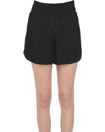 IRO Shorts in tweed con paillettes - Nero