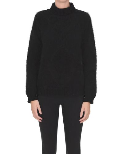 Roberto Collina Wool And Angora Wool Turtleneck Pullover - Black