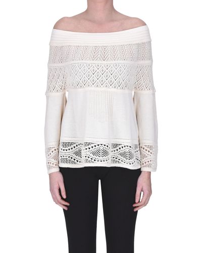 D.exterior Crochet Knit Pullover - White