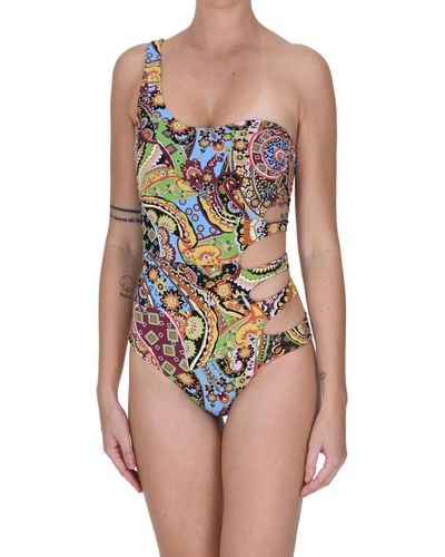 Miss Bikini One Shoulder Swimsuit - Multicolor