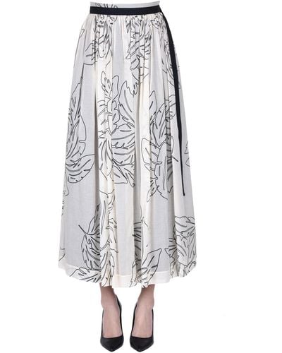 Gentry Portofino Printed Long Skirt - White