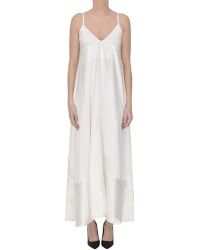 Caliban Silk Long Slip Dress - White