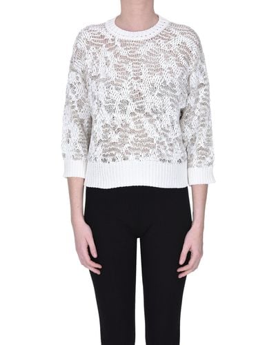 Peserico Pullover in maglia intrecciata con lurex - Bianco