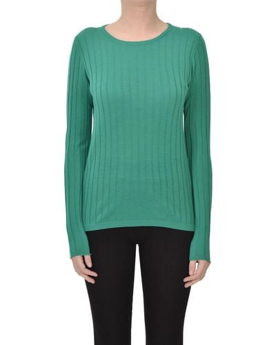 Aragona Ribbed Wool Knit Pullover - Green