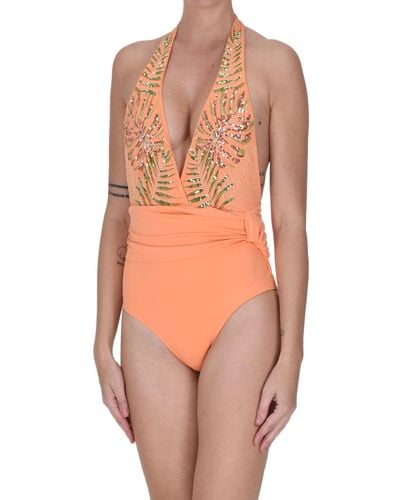 Twin Set Sequined Swimsuit - Orange