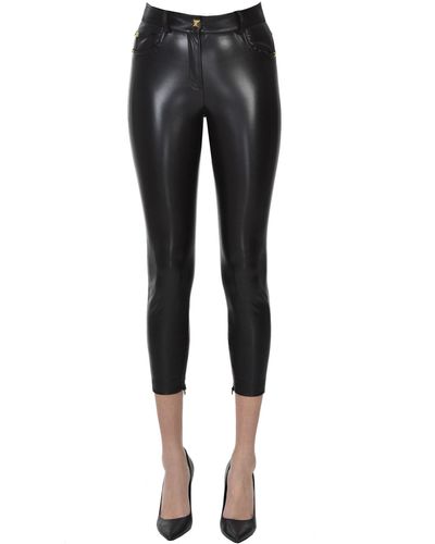 Elisabetta Franchi Eco-leather Skinny Pants - Black