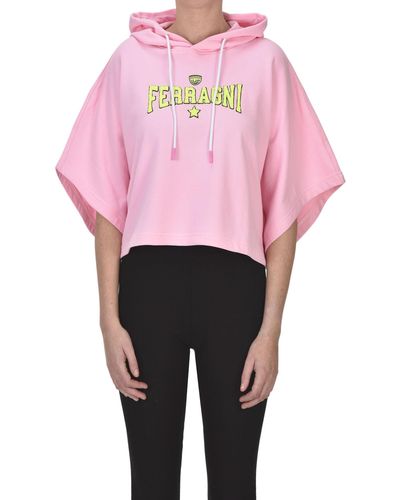 Chiara Ferragni Cropped Hooded Sweatshirt - Pink