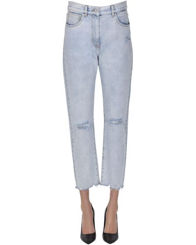 MSGM Jeans cropped effetto destroyed - Marrone