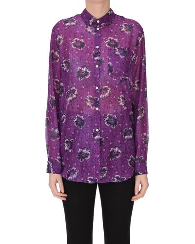 Massimo Alba Printed Cotton And Silk Shirt - Purple