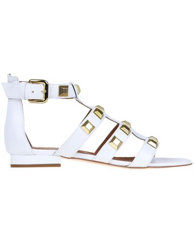 Via Roma 15 Studded Leather Sandals - White