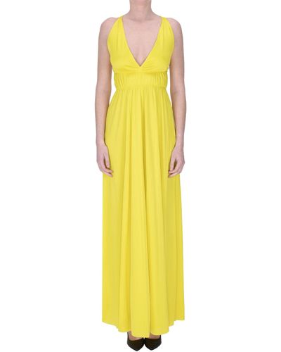 P.A.R.O.S.H. Fluid Jersey Long Dress - Yellow