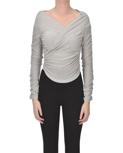 In the mood for love Draped Lamè Fabric Top - Gray