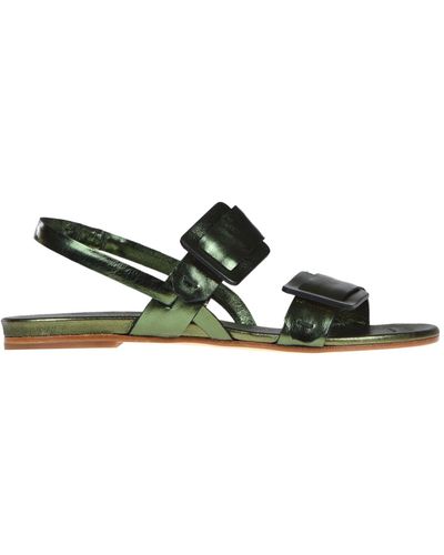 Roberto Del Carlo Metallic Effect Leather Sandals - Green