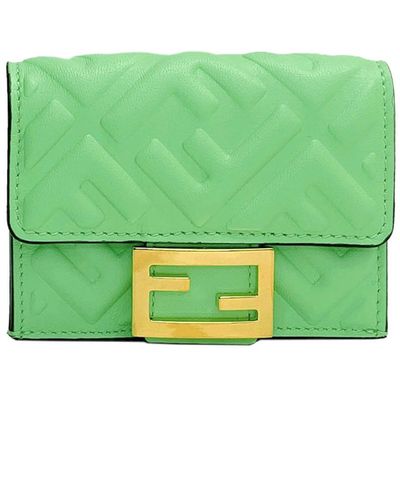 Fendi Micro Trifold Nappa Matisse Wallet - Green