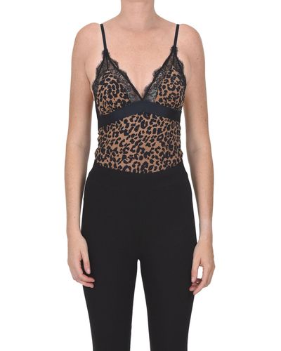 Love Stories Animal Print Lingerie Body - Black