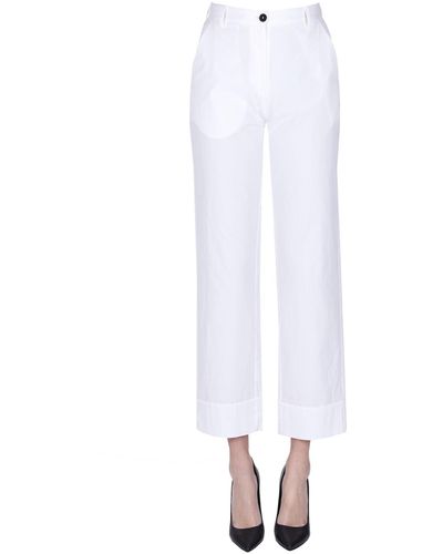 Massimo Alba Cotton Pants - White