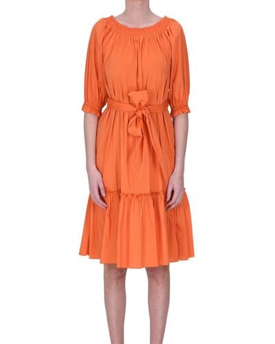 D.exterior Popeline Cotton Dress - Orange