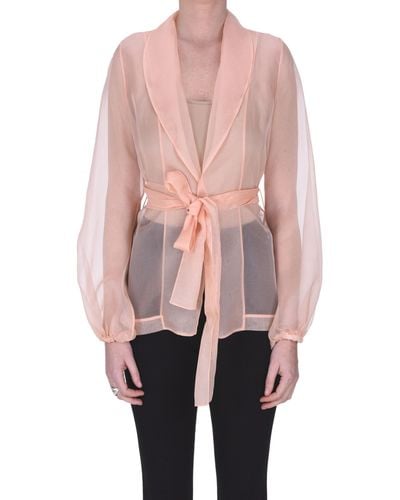 D.exterior Silk Organza Shirt Jacket - Pink