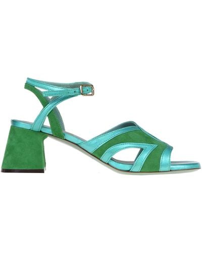 Paola D'arcano Suede And Leather Sandals - Green