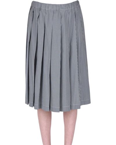 Aspesi Pleated Striped Skirt - Gray