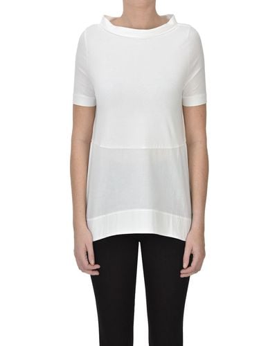 Alpha Studio Cowl Neckline T-shirt - White