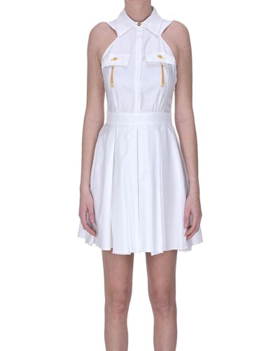 Elisabetta Franchi Textured Cotton Mini Dress - White
