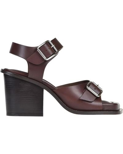 Lemaire Squared Heeled Leather Pumps - Brown