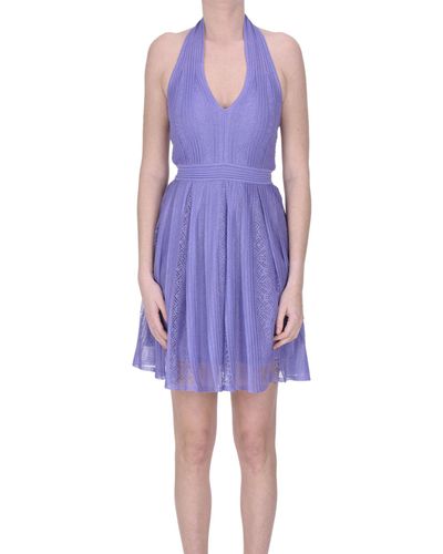 Nenette Pleated Knit Dress - Purple