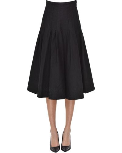 Barena Cotton Midi Skirt - Black