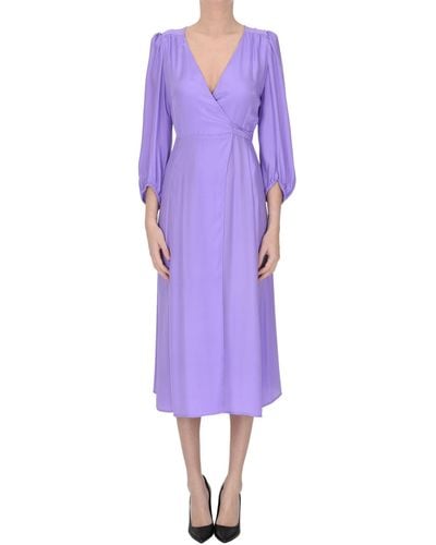 P.A.R.O.S.H. Silk Wrap Dress - Purple