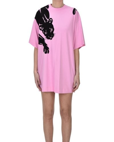 Krizia Printed Maxi T-shirt Dress - Pink