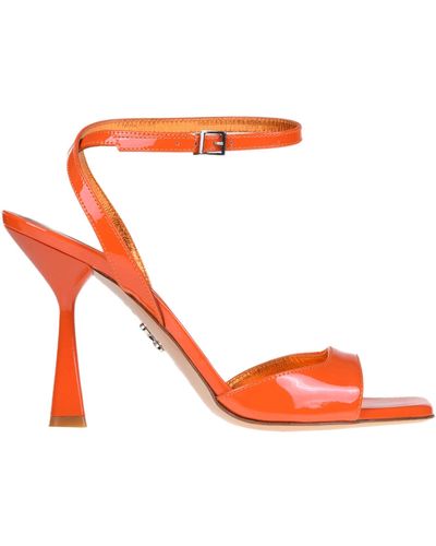 Sergio Levantesi Tania Patent Leather Sandals - Orange