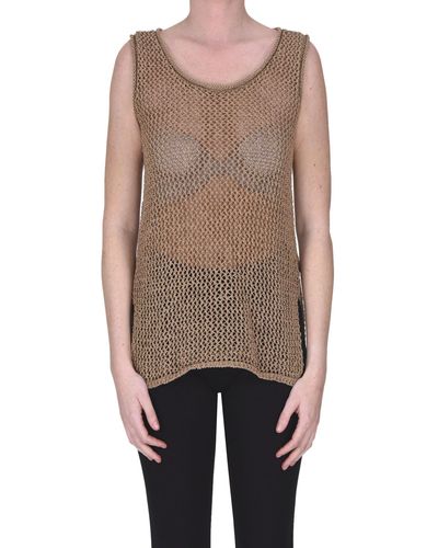 P.A.R.O.S.H. Cut-out Knit Gilet - Brown