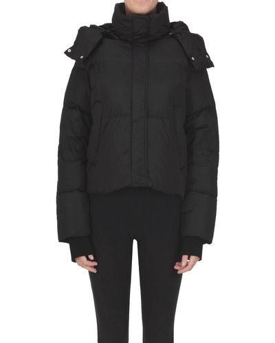 Add Cropped Quilted Down Jacket - Black