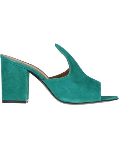 Via Roma 15 Suede Mules - Green
