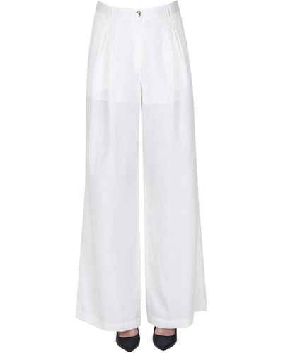 Blugirl Blumarine Pantaloni ampi con righe in lurex - Bianco