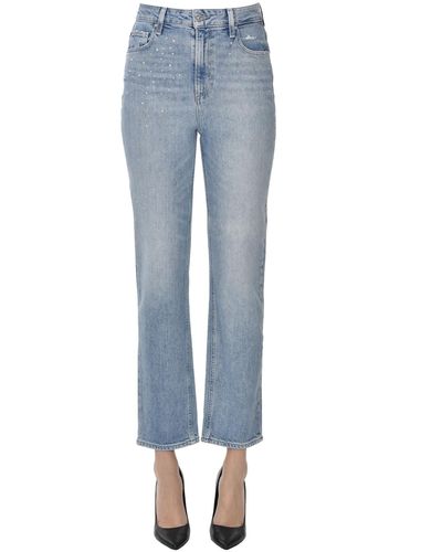 PAIGE Jeans Sarah straight Cherise embellished - Blu