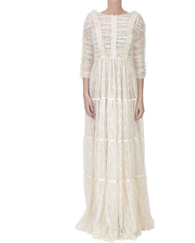 Elisabetta Franchi Tulle And Lace Evening Dress - White