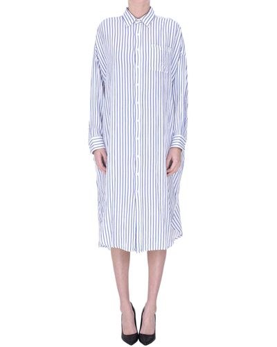 Denimist Oversized Striped Shirt Dress - Blue