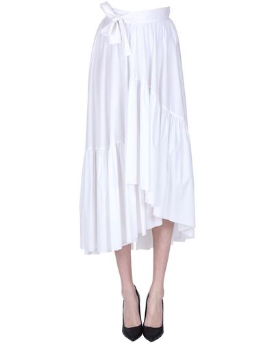 D.exterior Asymmetric Wraparond Skirt - White