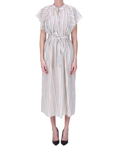 Momoní Striped Cotton Dress - White