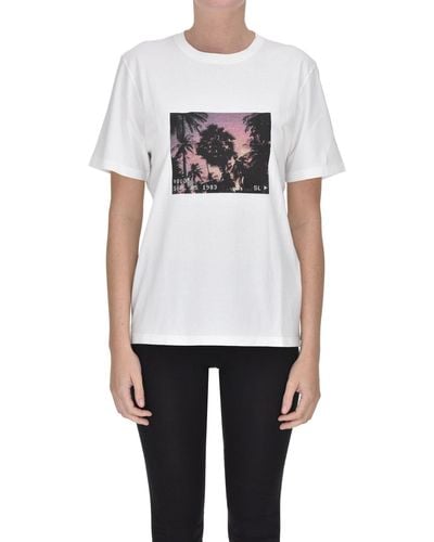 Saint Laurent T-shirt stampata effetto used - Bianco